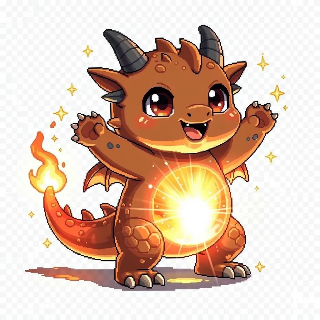 Thriving emberling creature, vibrant and energetic