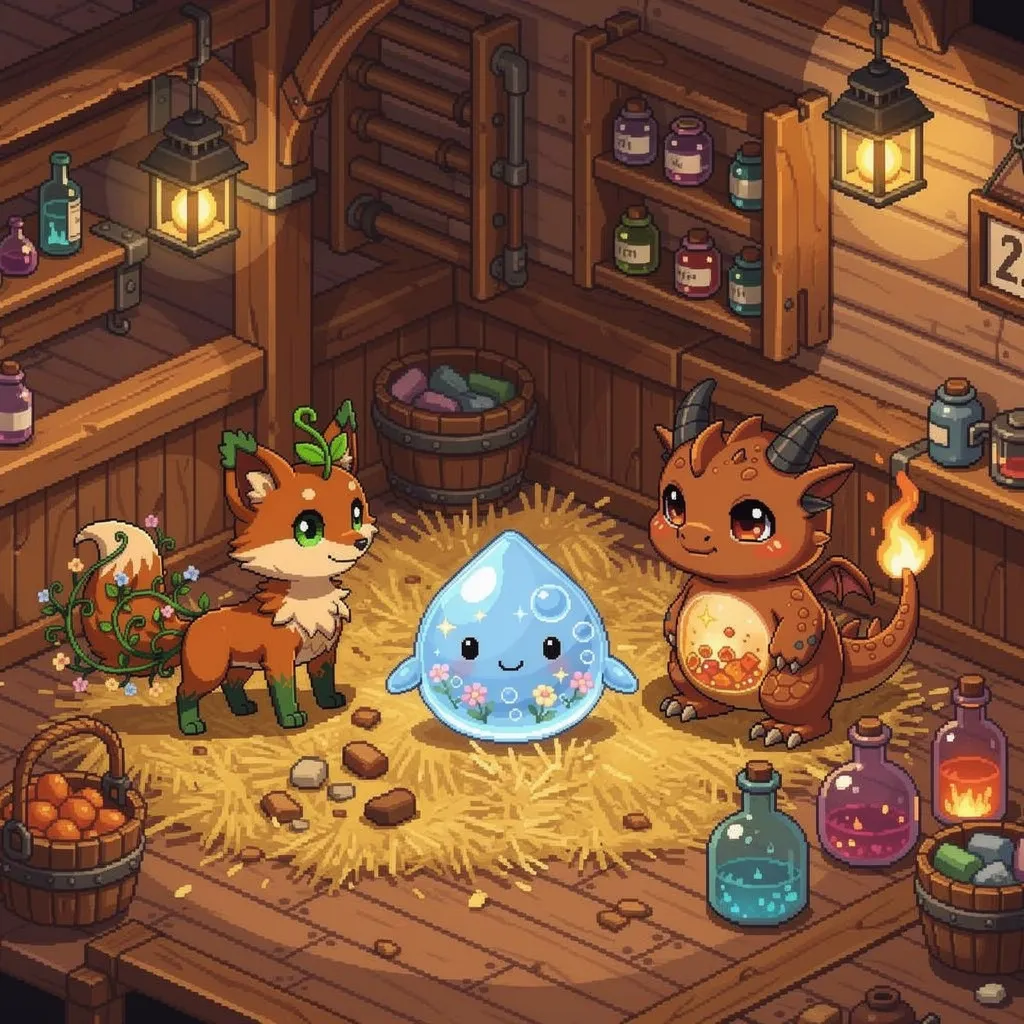 A flourishing garden with a happy creature